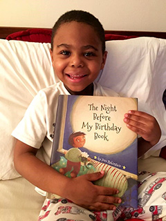 Boy with The Night Before My Birthday Book